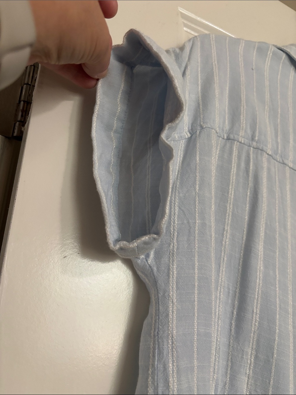 Pale Blue & White Vertical Stripe Casual Button-Down - Picture 3 of 7